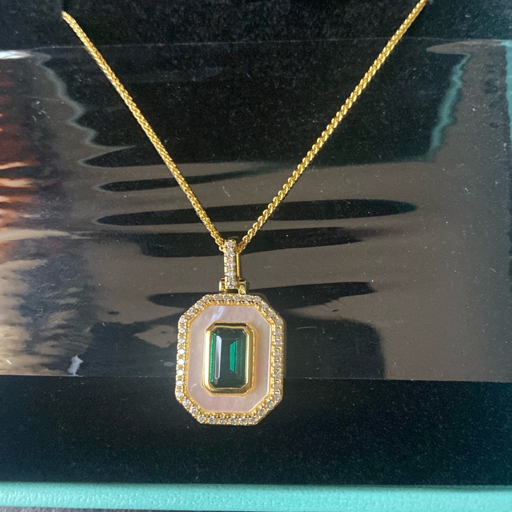 LOUISA SECRET Square Birthstone Pendant Necklaces for Women, 925